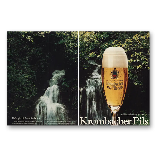 1981 Krombacher Beer Pils Beer Waterfall German Vintage Magazine Print Ad