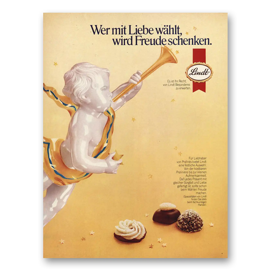 1981 Lindt Chocolate Chocolate Ver mit Liebe wahlt German Vintage Magazine Print Ad