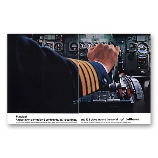 1981 Lufthansa German Airlines Punctual Reputation Earned Vintage Magazine Print Ad