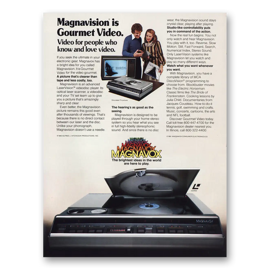 1981 Magnavox Magnavision Laser Player Magnavision is Gourmet Video Vintage Magazine Print Ad