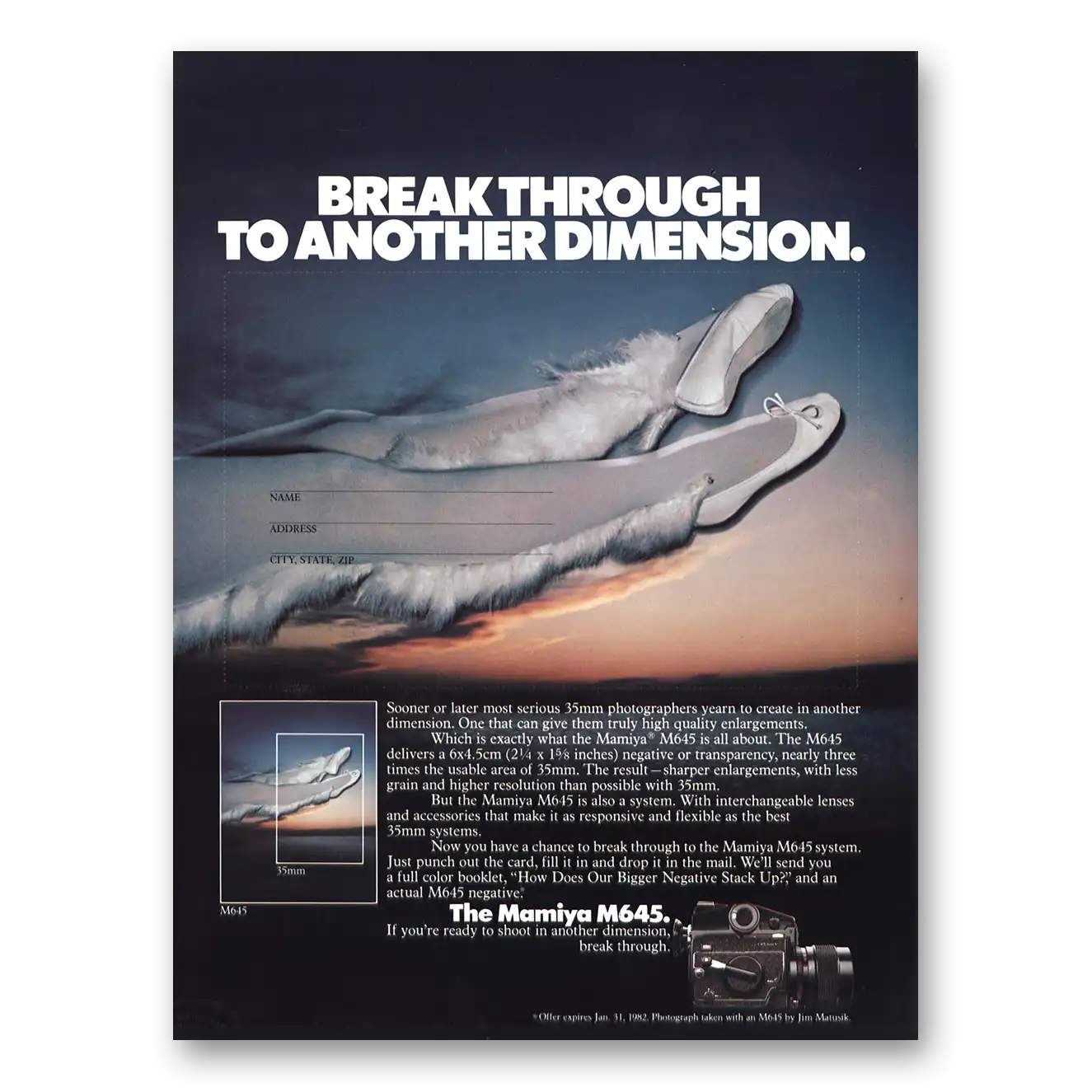 1981 Mamiya Camera M645 Camera Breakthrough To Another Dimension Vintage Magazine Print Ad