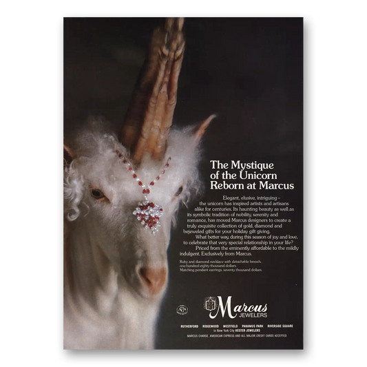 1981 Marcus Jewelers Mystique of the Unicorn Vintage Magazine Print Ad