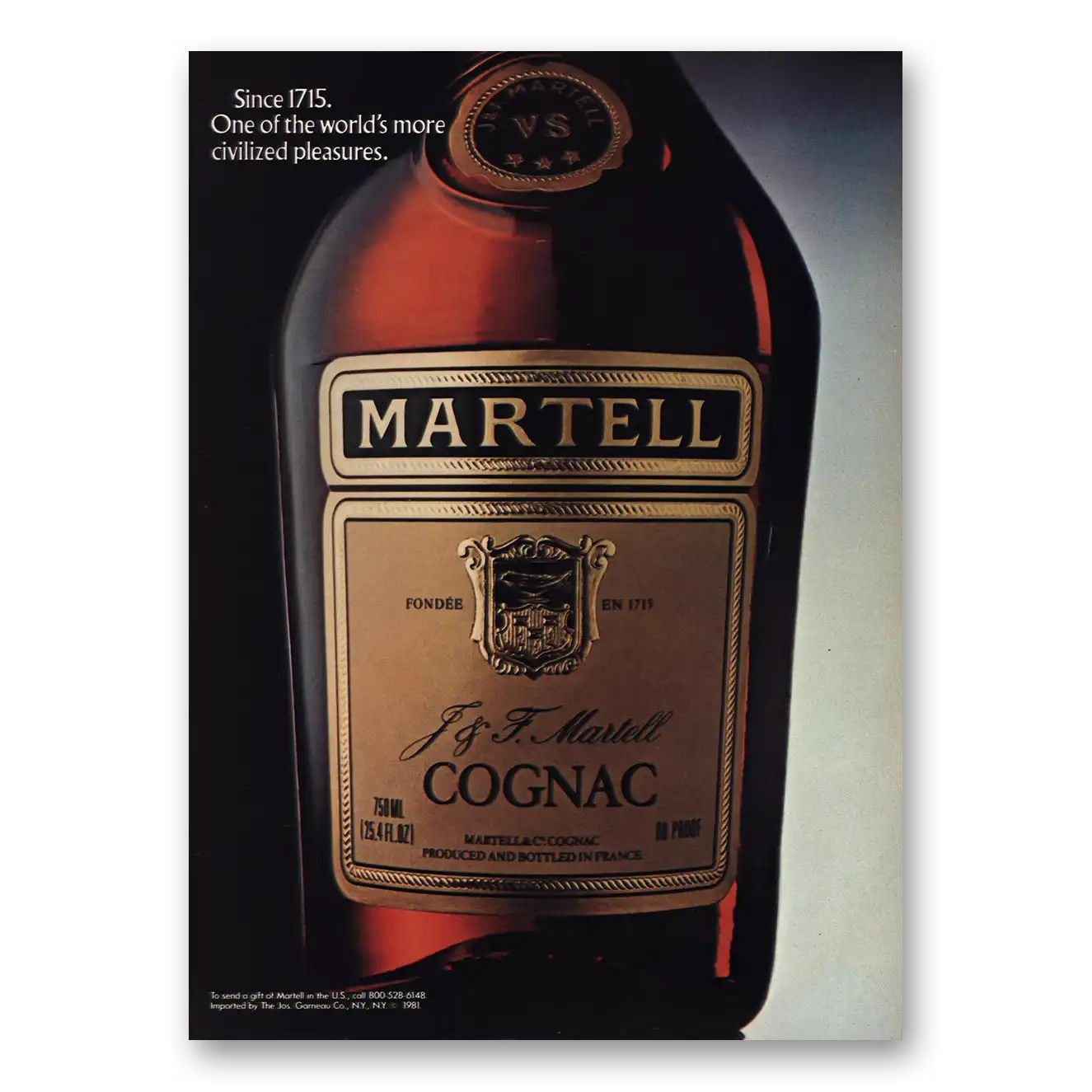 1981 Martell Since 1715 Civilized Pleasures Vintage Magazine Print Ad