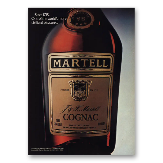 1981 Martell Since 1715 Civilized Pleasures Vintage Magazine Print Ad