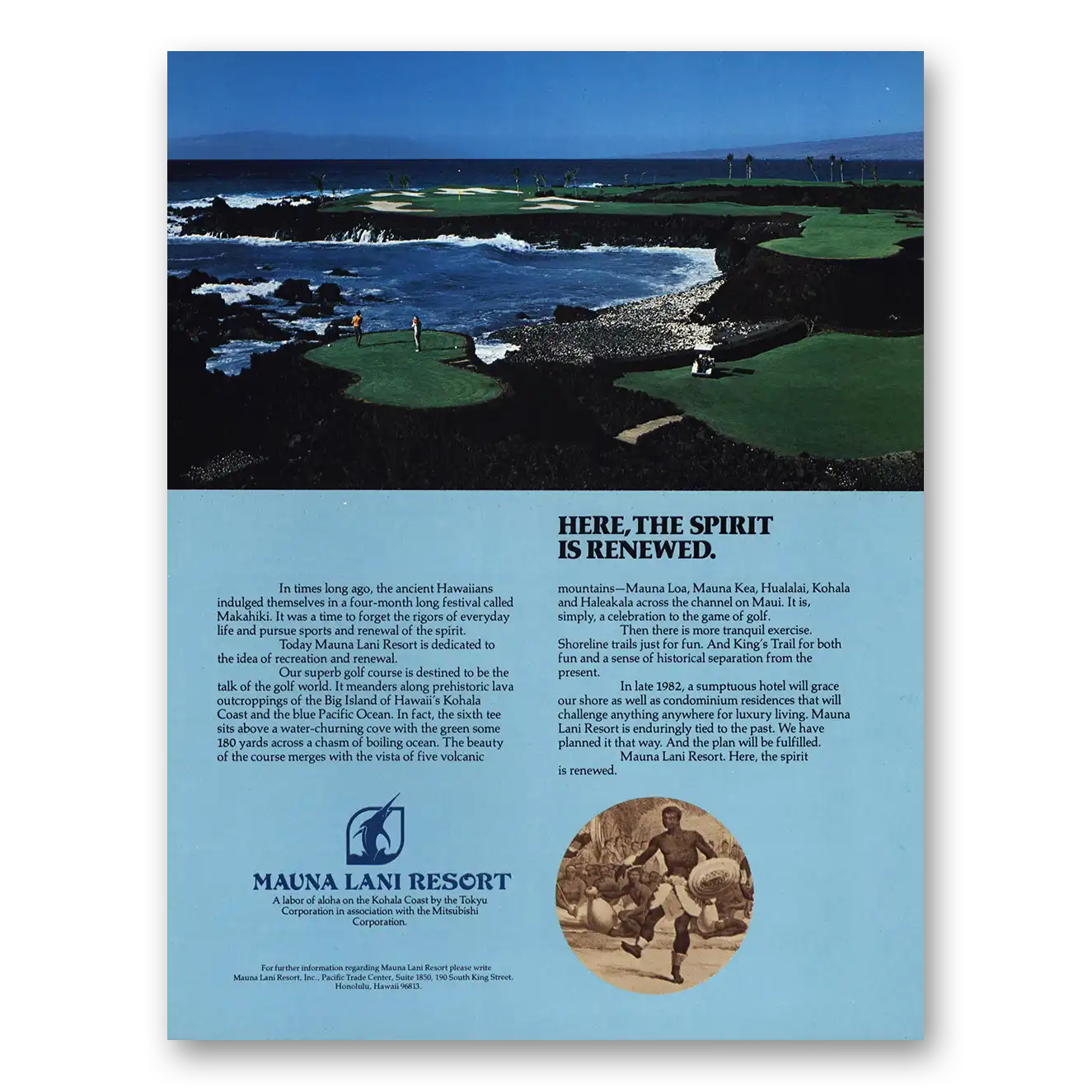 1981 Mauna Lani Resort Here the Spirit is Renewed Vintage Magazine Print Ad