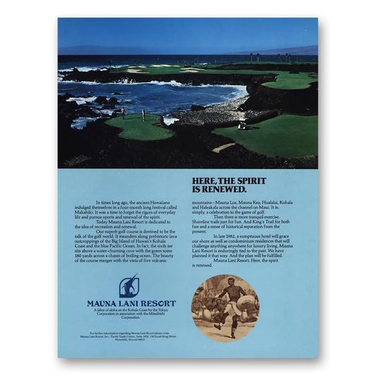 1981 Mauna Lani Resort Here the Spirit is Renewed Vintage Magazine Print Ad