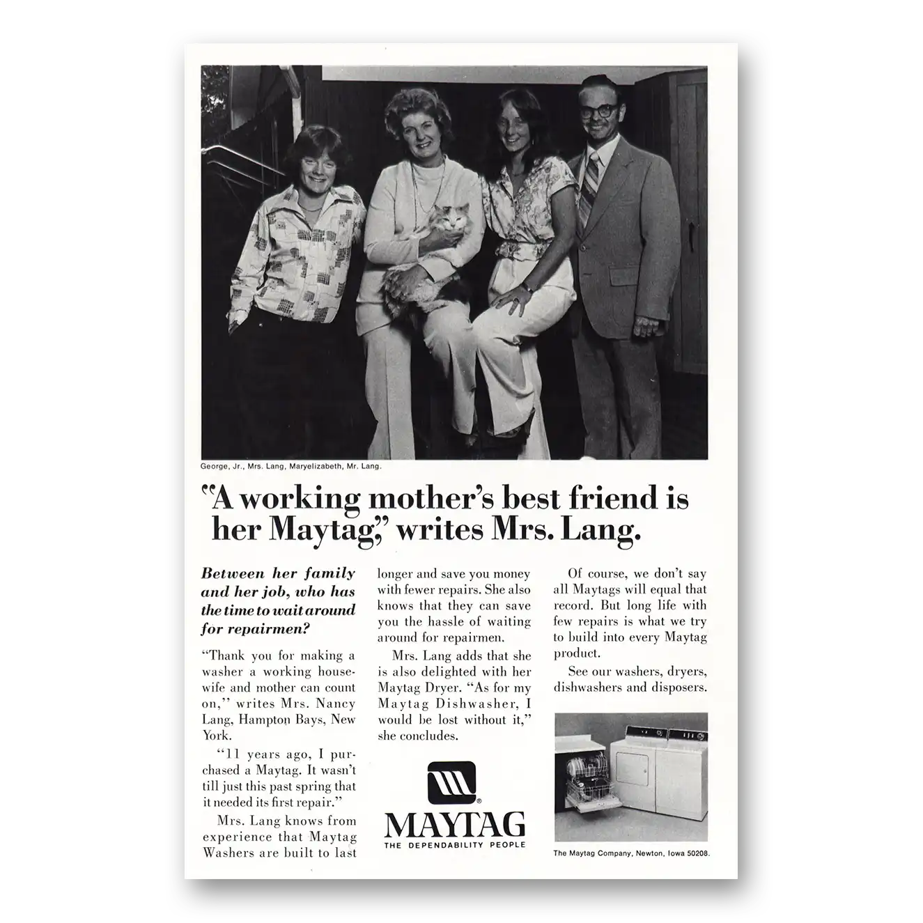 1981 Maytag Washer Working Mothers Best Friend Vintage Magazine Print Ad