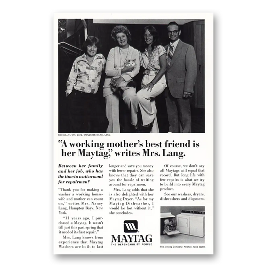 1981 Maytag Washer Working Mothers Best Friend Vintage Magazine Print Ad