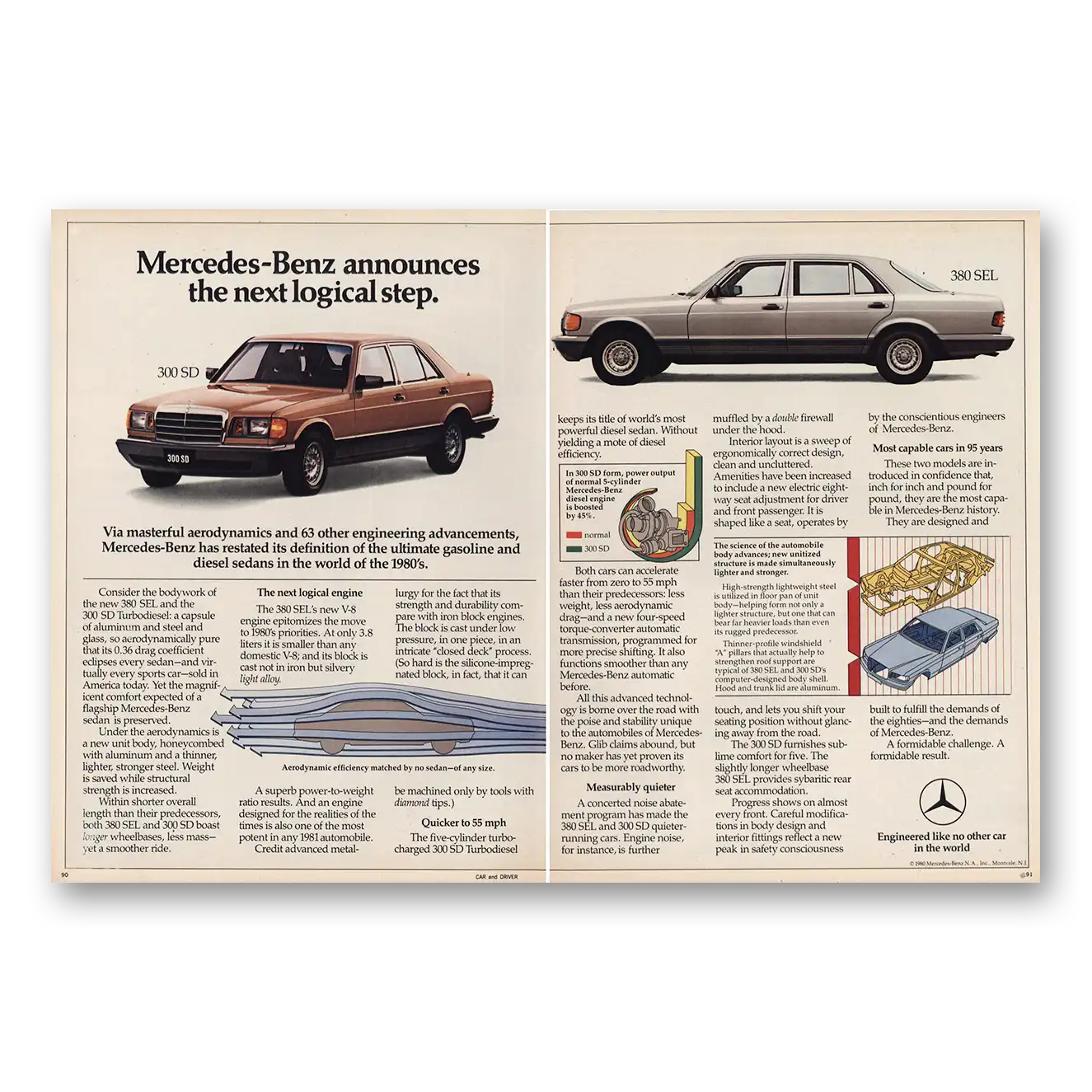 1980 Mercedes Benz 300 Next Logical Step Vintage Magazine Print Ad