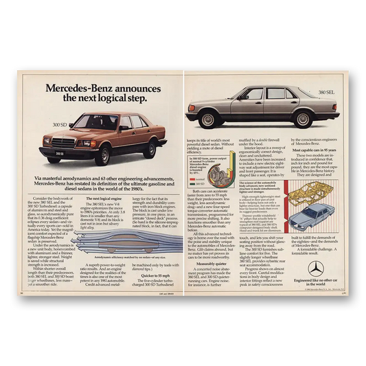 1980 Mercedes Benz 300 Next Logical Step Vintage Magazine Print Ad