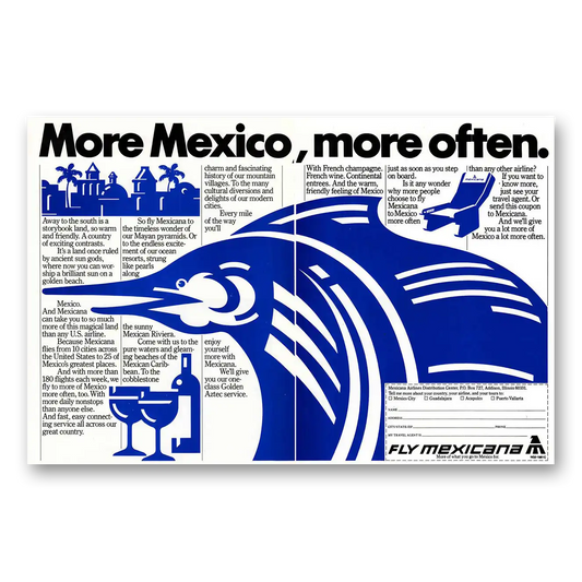 1981 Mexicana Airlines More Mexico More Often Vintage Magazine Print Ad