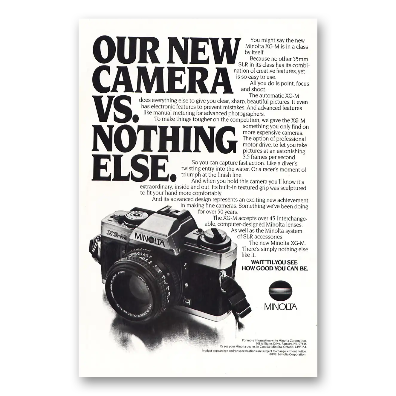 1981 Minolta Camera Camera vs Nothing Else Vintage Magazine Print Ad