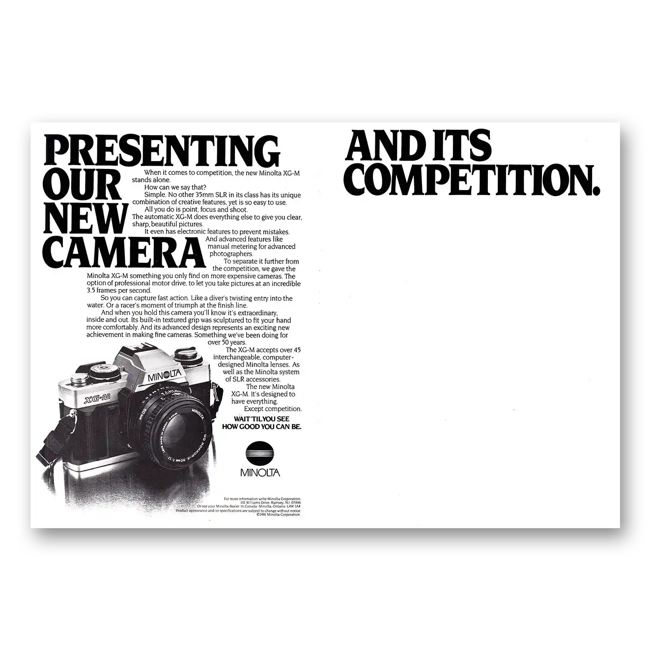 1981 Minolta Camera Camera And Its Competition Vintage Magazine Print Ad