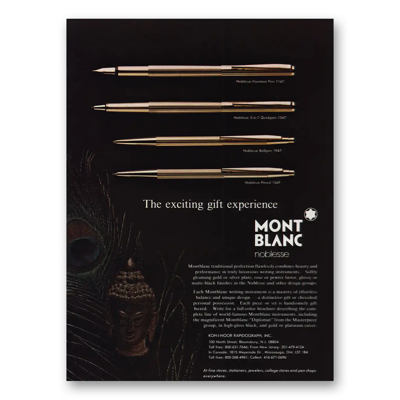 1981 Montblanc Noblesse Gift Experience Vintage Magazine Print Ad