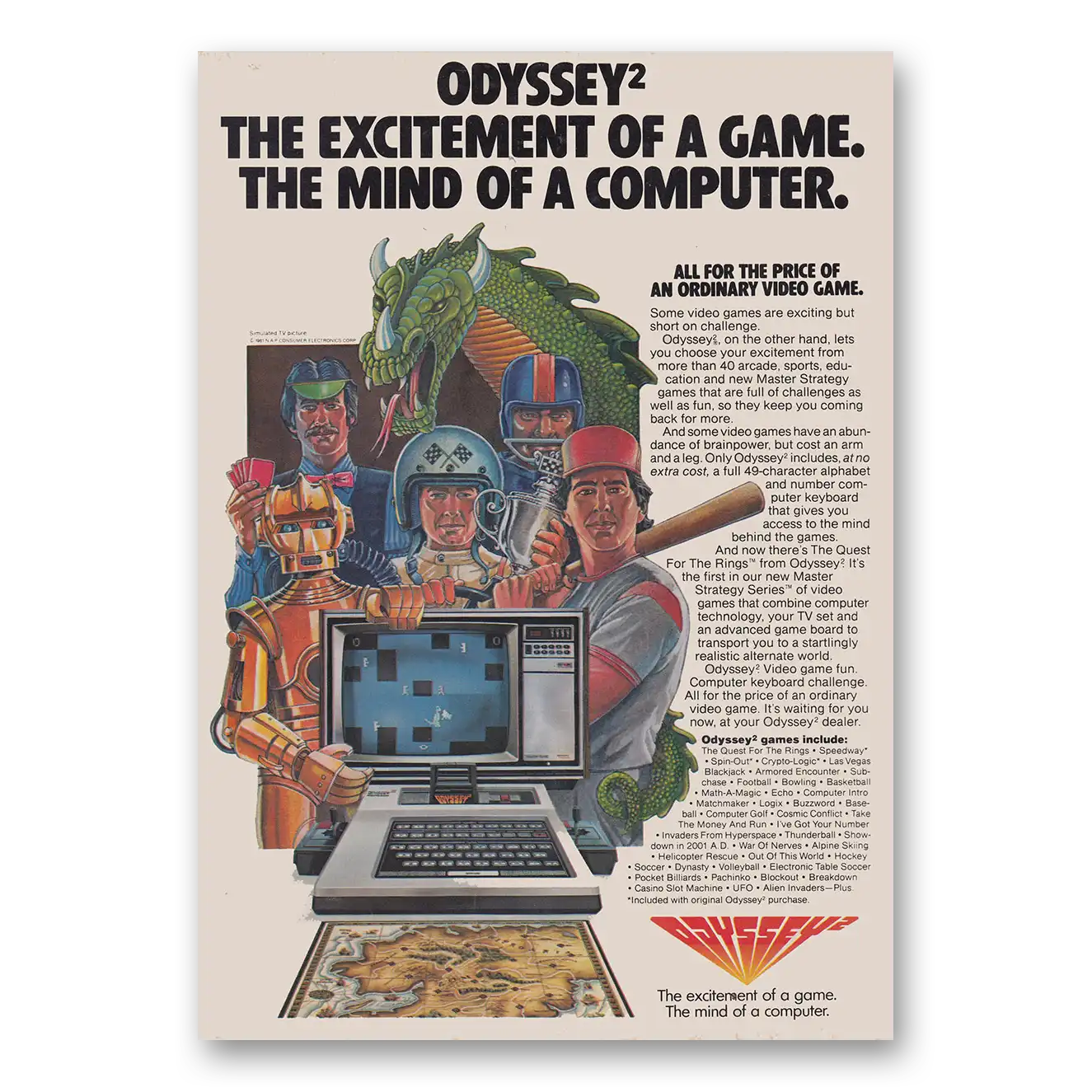 1981 Odyssey Video Games Excitement of Game Mind of a Computer Vintage Magazine Print Ad