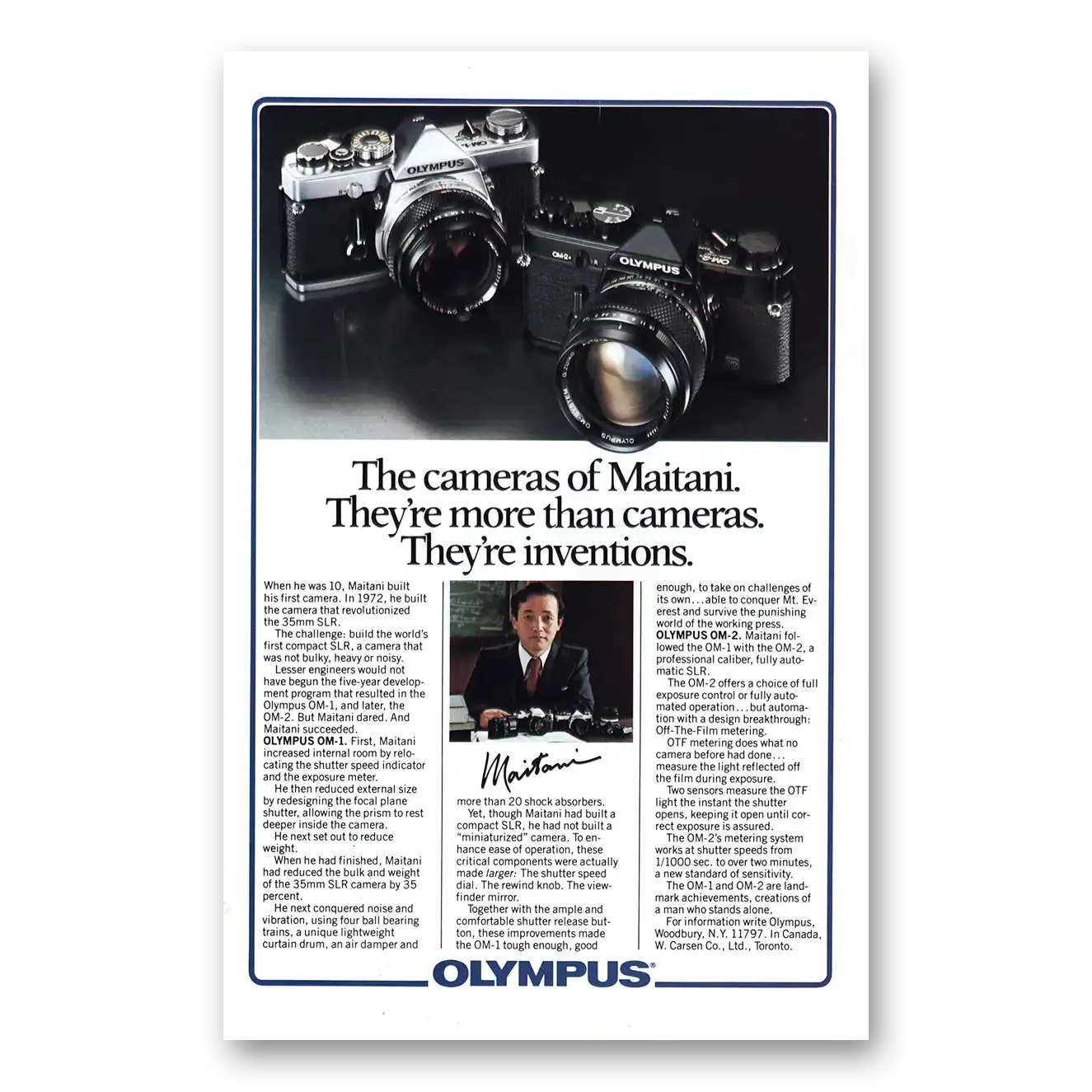 1981 Olympus Camera Maitani More Than Cameras Vintage Magazine Print Ad