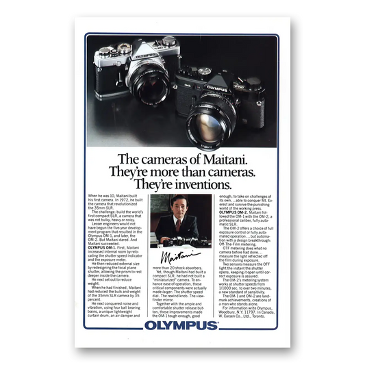 1981 Olympus Camera Maitani More Than Cameras Vintage Magazine Print Ad