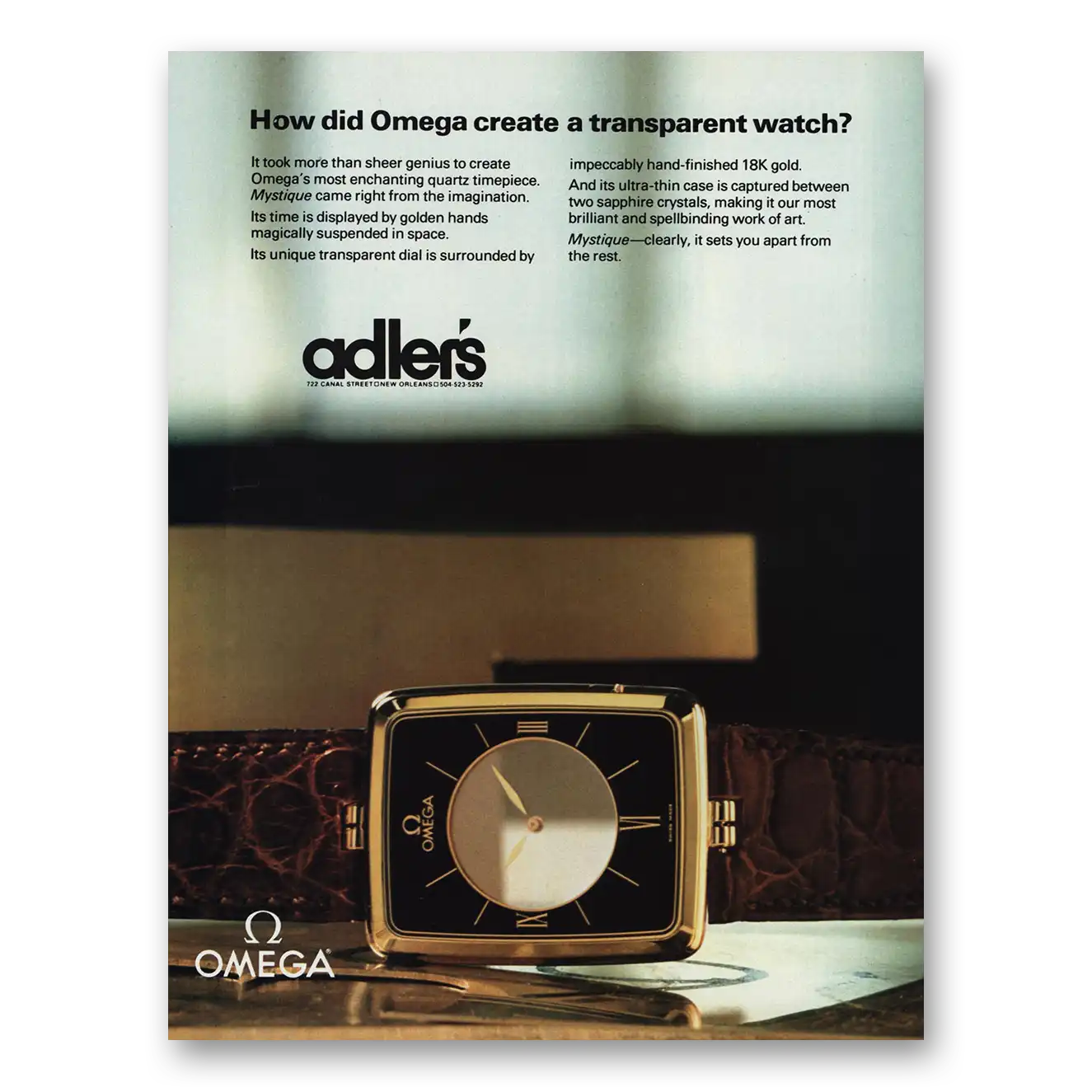 1981 Omega Watch Create a Transparent Watch Vintage Magazine Print Ad