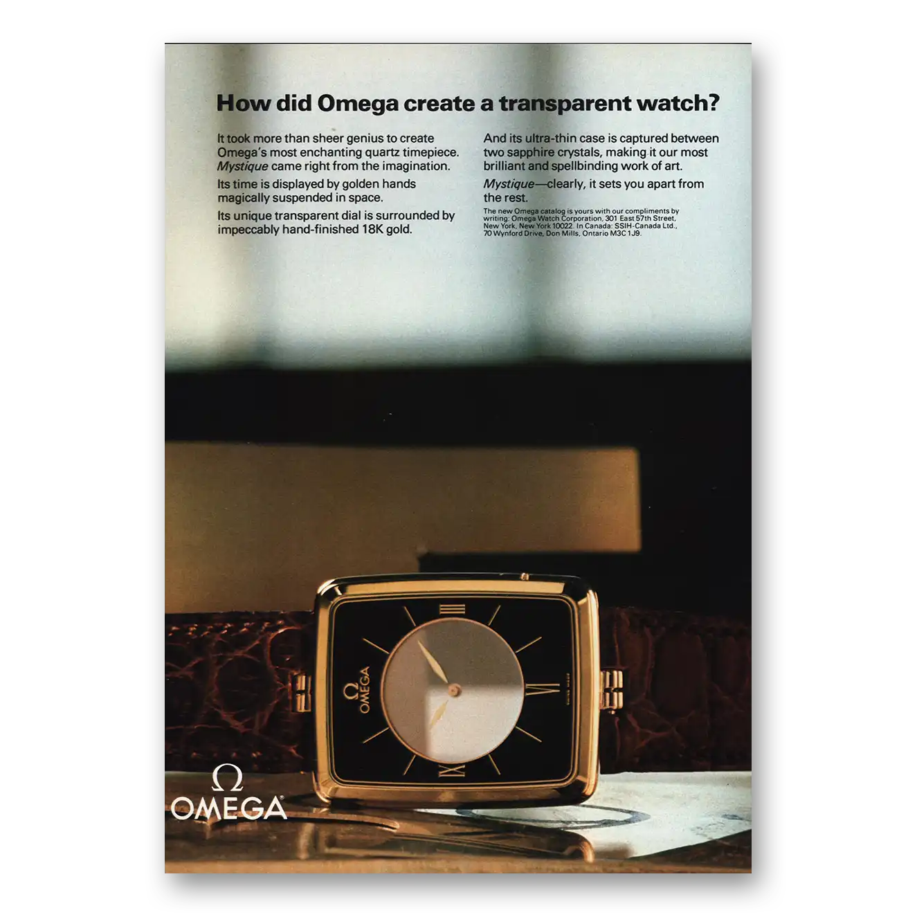 1981 Omega Watch Create a Transparent Watch Vintage Magazine Print Ad