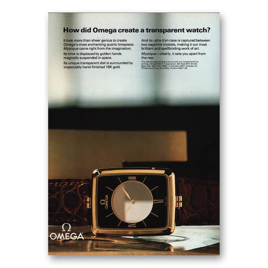 1981 Omega Watch Create a Transparent Watch Vintage Magazine Print Ad