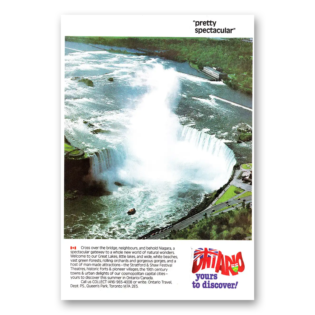 1981 Ontario Canada Pretty Spectacular Niagara Falls Vintage Magazine Print Ad