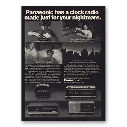 1981 Panasonic Clock Radio Made Just for Nightmare Vintage Magazine Print Ad