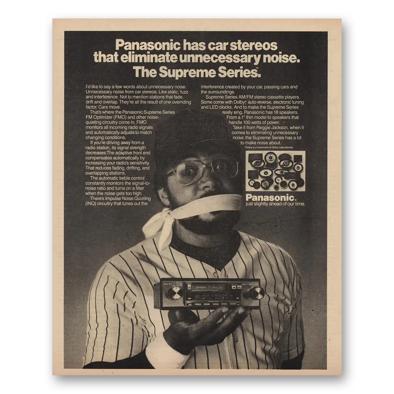 1981 Panasonic Car Stereo Reggie Jackson Vintage Magazine Print Ad