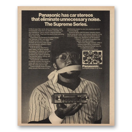 1981 Panasonic Car Stereo Reggie Jackson Vintage Magazine Print Ad