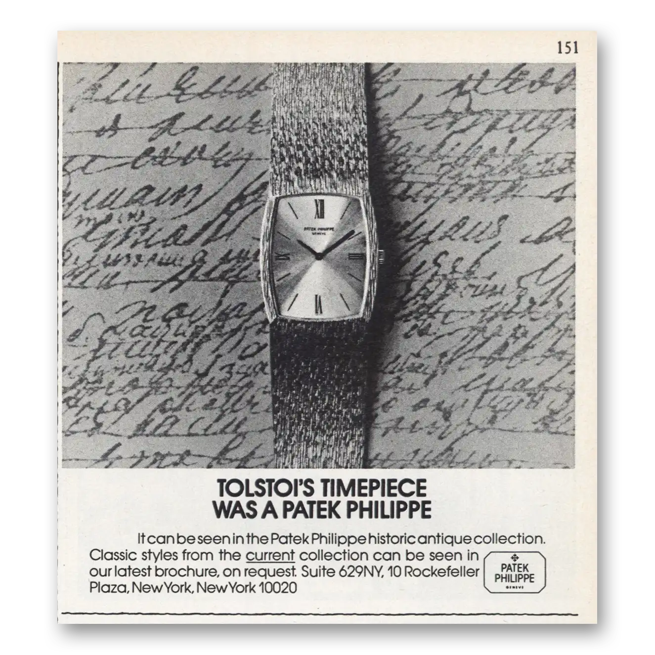 1981 Patek Philippe Watch Tolstoi Timepiece Vintage Magazine Print Ad