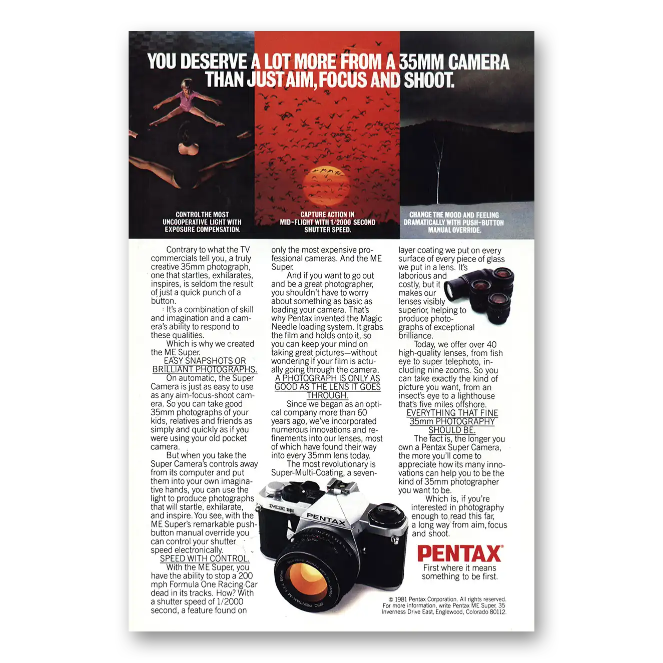 1981 Pentax Camera ME Super Camera You Deserve a Lot More Vintage Magazine Print Ad