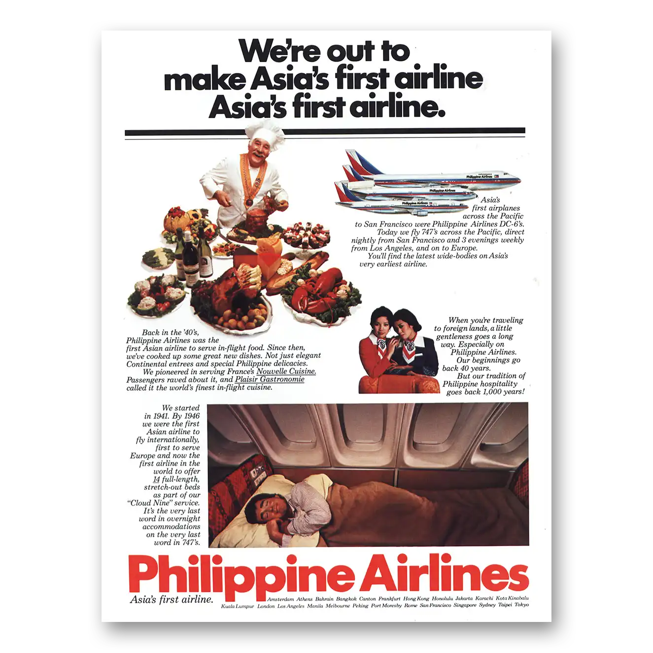 1981 Philippine Airlines Asias First Airline Vintage Magazine Print Ad