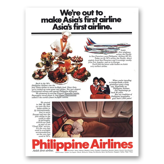 1981 Philippine Airlines Asias First Airline Vintage Magazine Print Ad