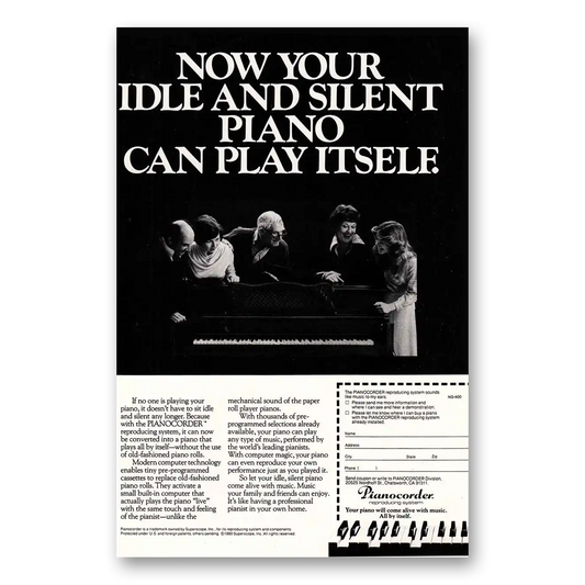 1981 Pianocorder Idle and Silent Piano Vintage Magazine Print Ad