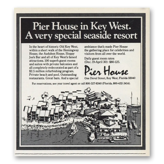 1981 Pier House Key West Seaside Resort Vintage Magazine Print Ad