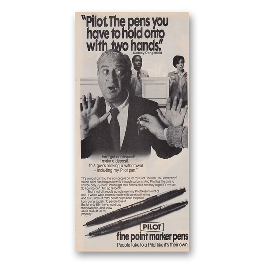 1981 Pilot Pens Rodney Dangerfield Vintage Magazine Print Ad