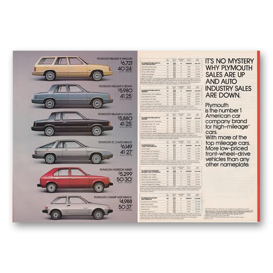 1980 Plymouth No Mystery Why Plymouth Sales Are Up Vintage Magazine Print Ad