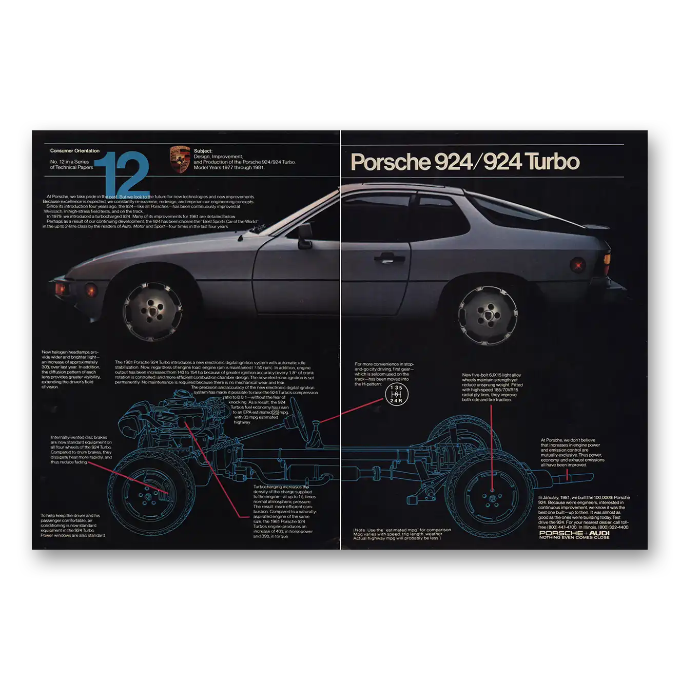 1981 Porsche 924 Turbo Consumer Orientation 12 Vintage Magazine Print Ad