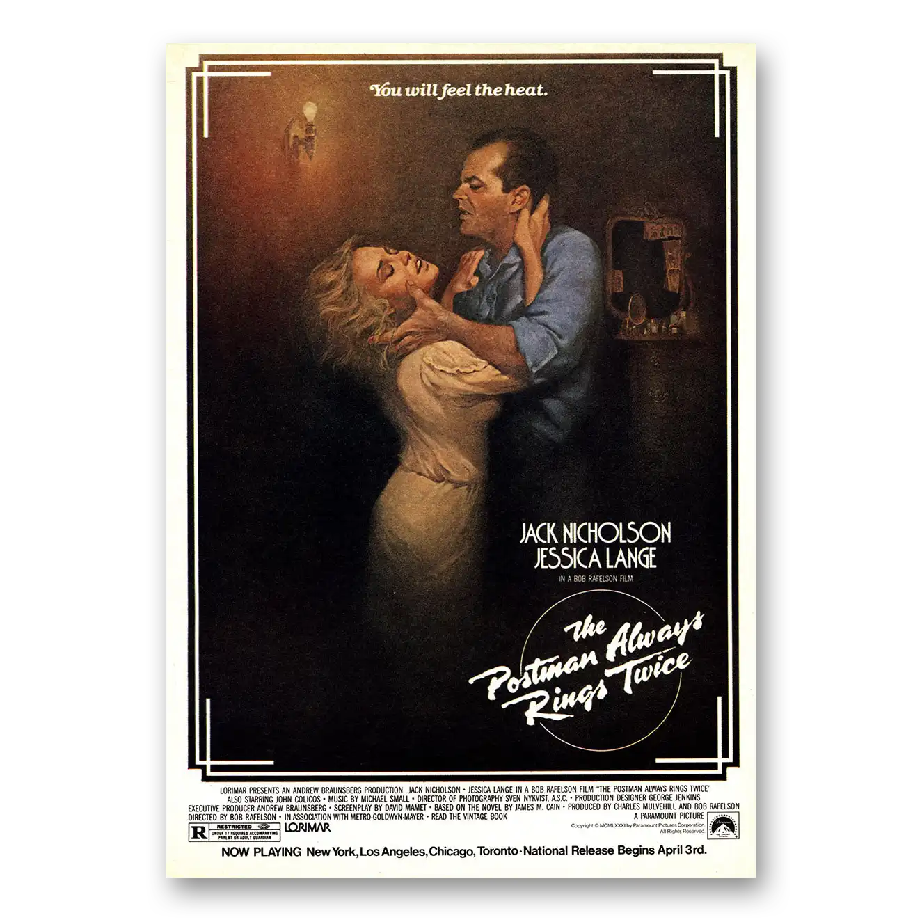 1981 Postman Always Rings Twice Movie Promo Jack Nicholson Vintage Magazine Print Ad