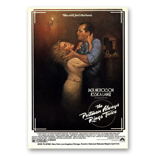 1981 Postman Always Rings Twice Movie Promo Jack Nicholson Vintage Magazine Print Ad