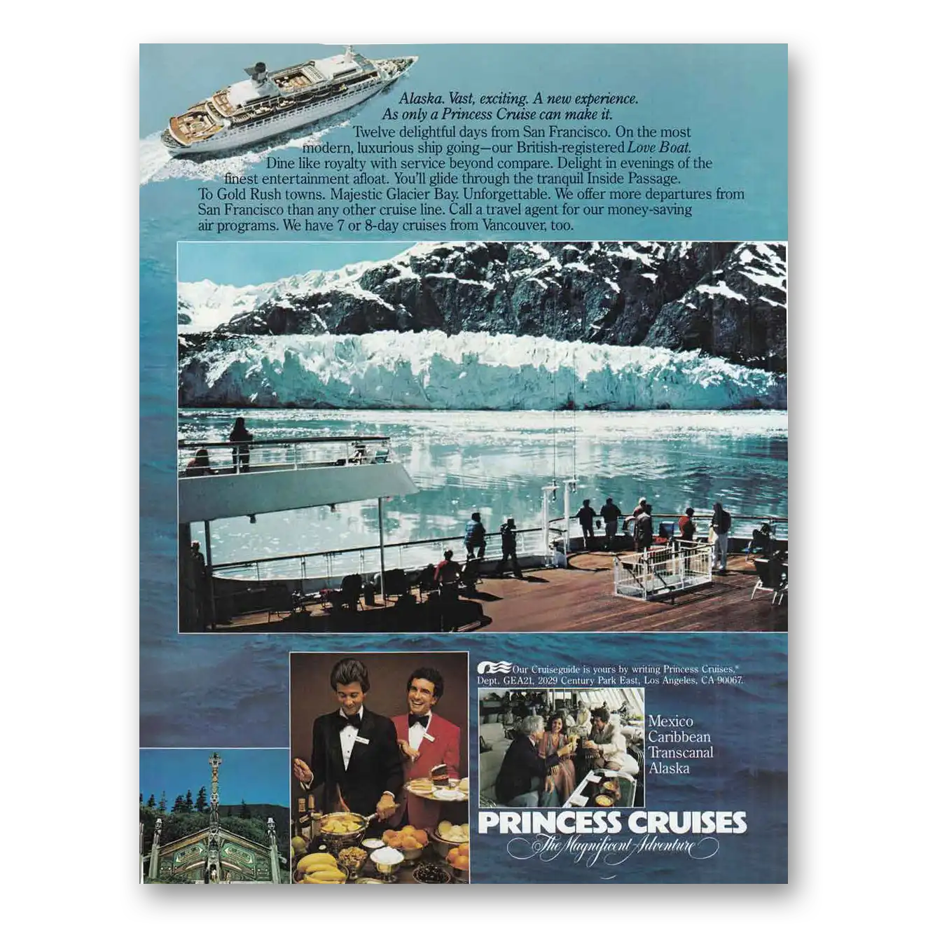 1981 Princess Cruises Alaska Vast Exciting Vintage Magazine Print Ad