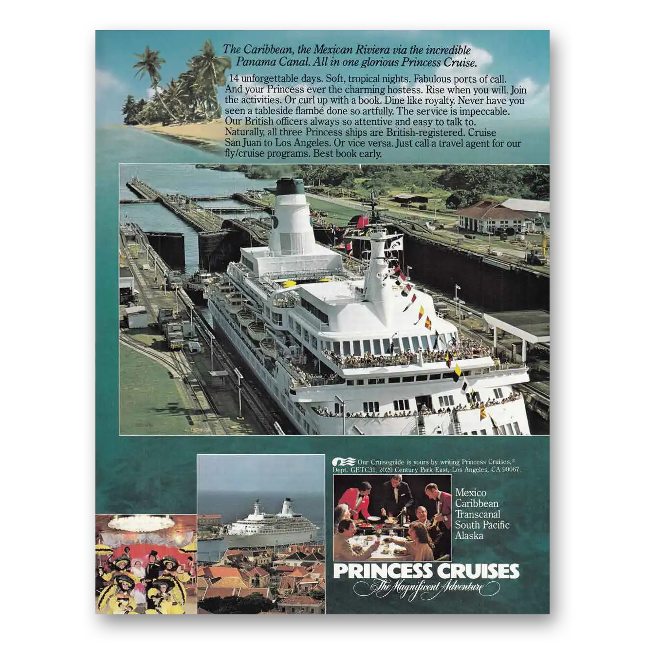 1981 Princess Cruises Panama Canal Vintage Magazine Print Ad