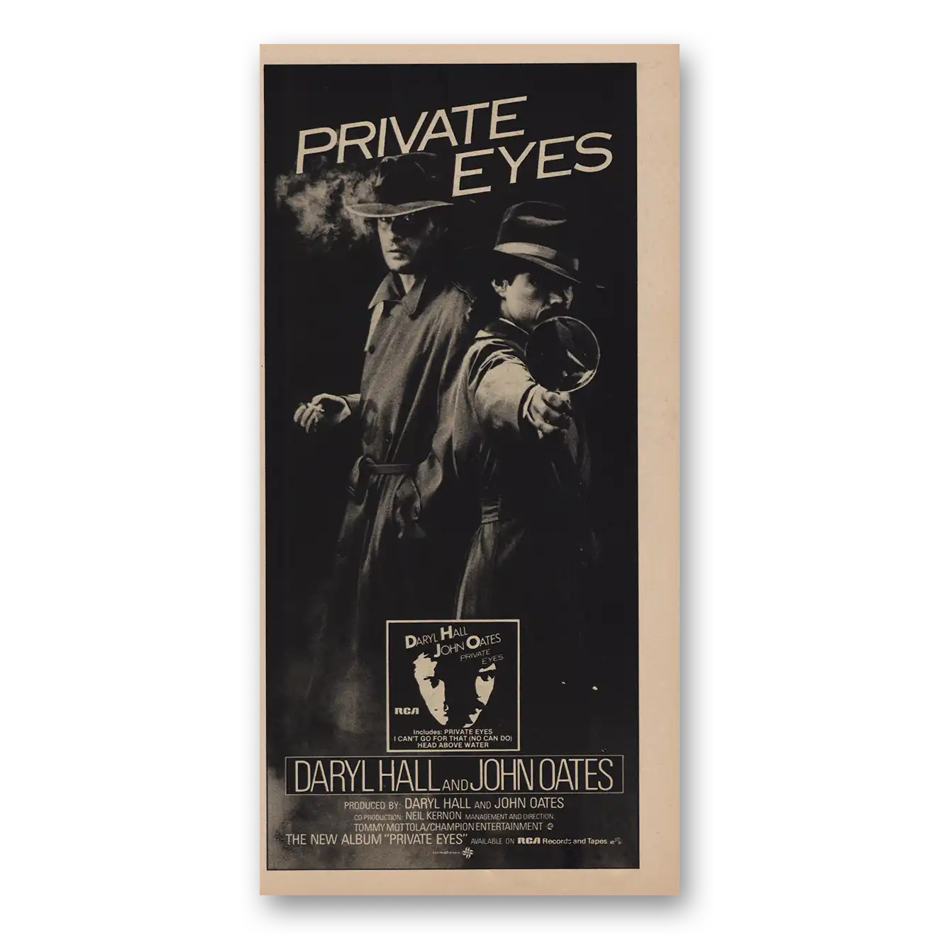 1981 Darryl Hall and John Oates Private Eyes Promo Vintage Magazine Print Ad