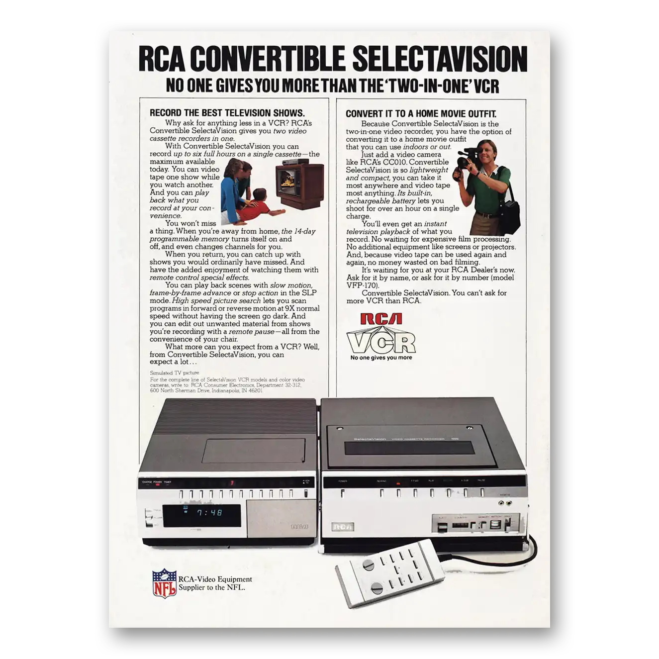 1981 RCA Spectravision Two In One VCR Vintage Magazine Print Ad