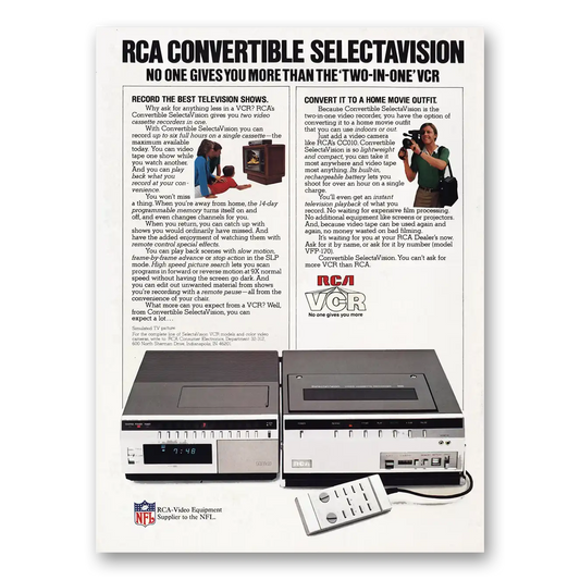 1981 RCA Spectravision Two In One VCR Vintage Magazine Print Ad