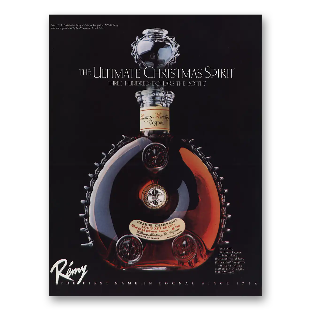 1981 Remy Martin Cognac Ultimate Christmas Spirit Vintage Magazine Print Ad