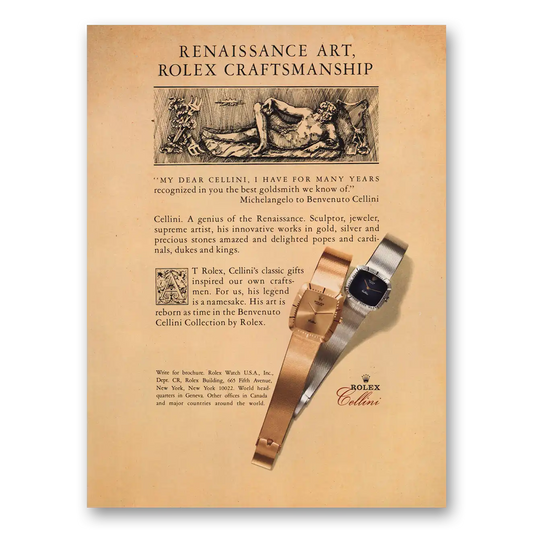 1981 Rolex Renaissance Art Rolex Craftsmanship Vintage Magazine Print Ad