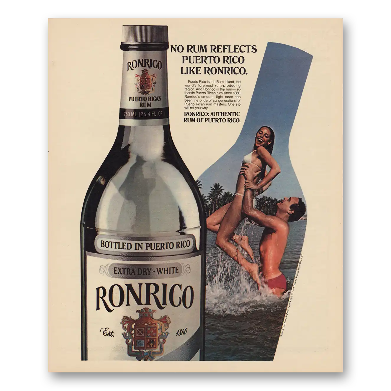 1981 Ronrico Rum No Rum Reflects Puerto Rico Like Vintage Magazine Print Ad