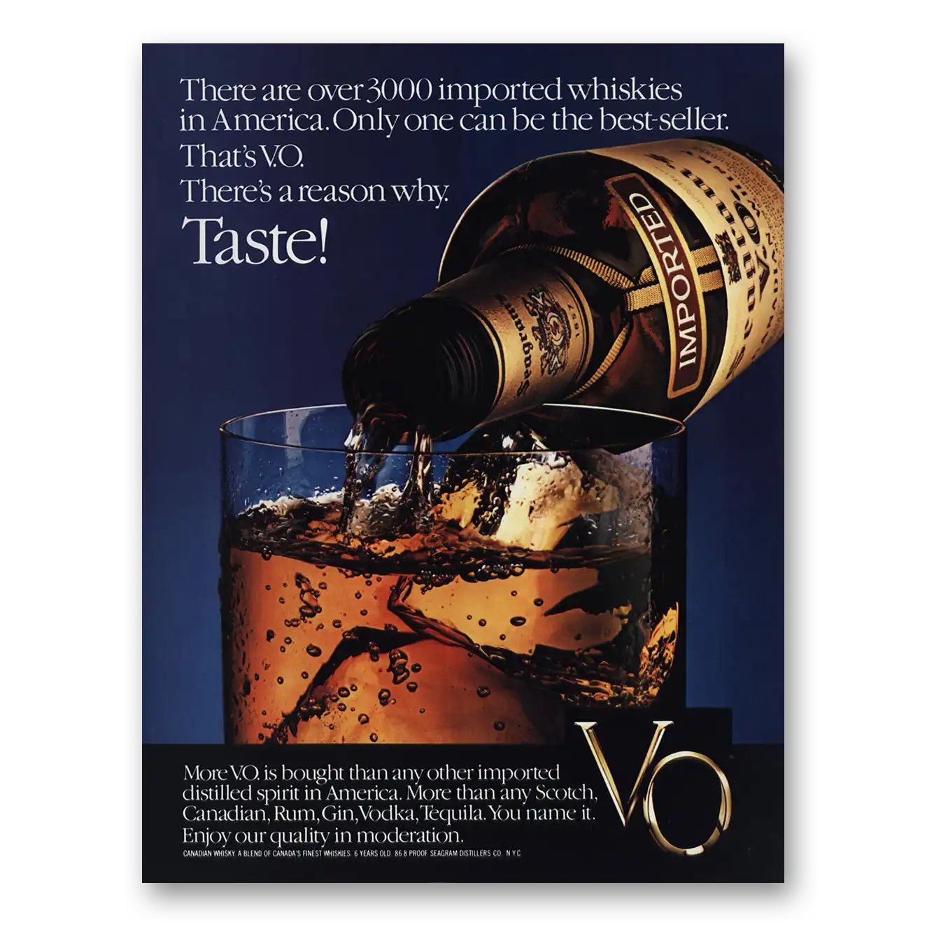 1981 Seagrams VO Whisky Imported Whiskies Taste Vintage Magazine Print Ad