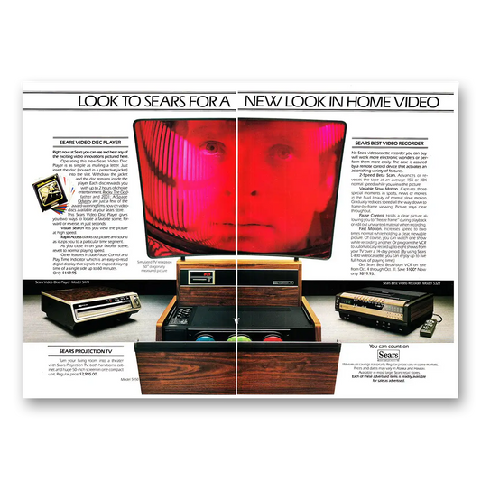 1981 Sears Home Video New Look in Home Video Vintage Magazine Print Ad