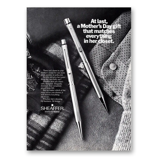 1981 Sheaffer Pen At Last a Mothers Day Gift Vintage Magazine Print Ad